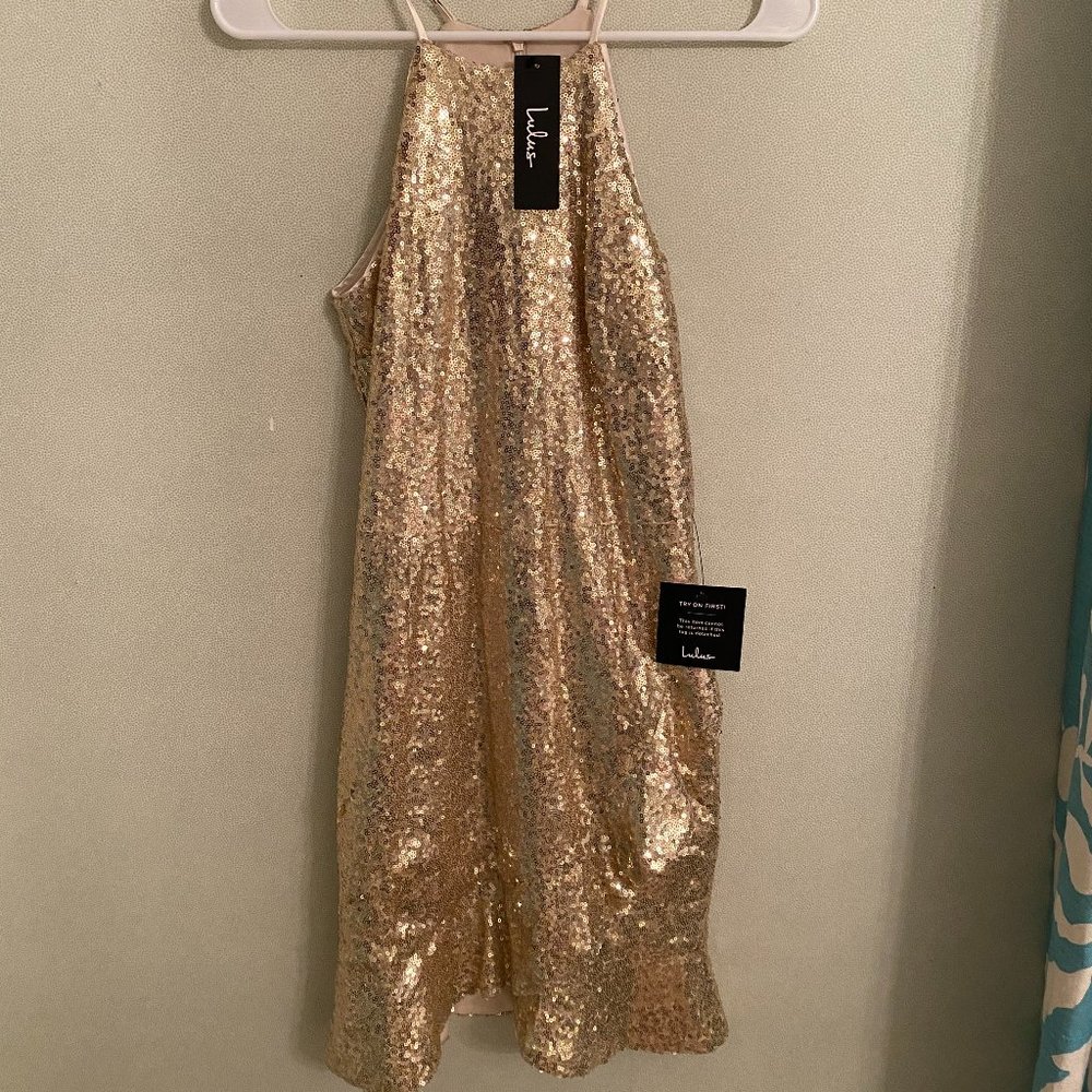 gold sequin cocktail dress